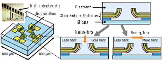 集積多軸触覚センサの基本構造のイメージ